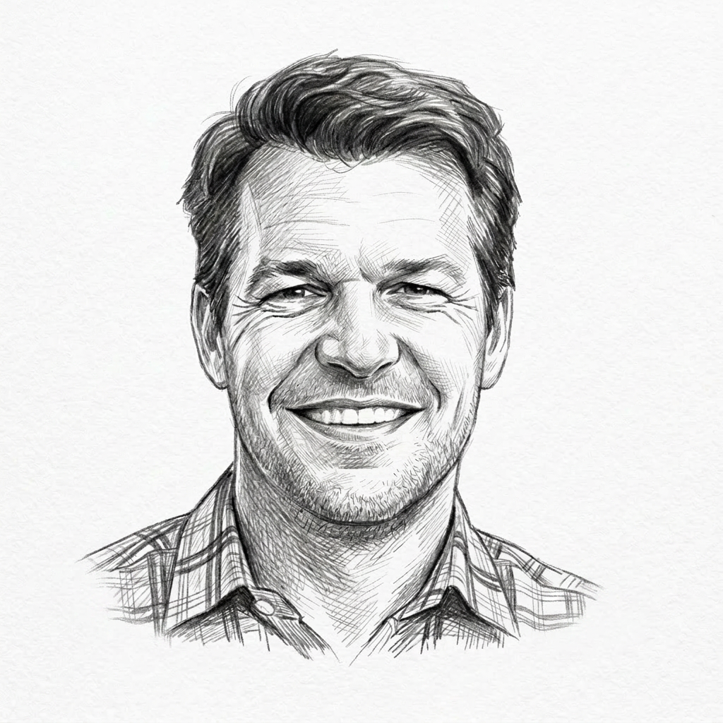Hand-drawn portrait of Brent Anderson