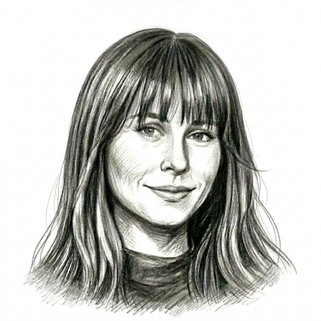 Hand-drawn portrait of Carlyn Lenihan