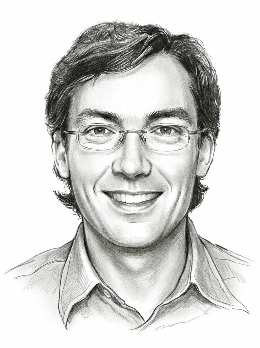 Hand-drawn portrait of Ryan Shultz